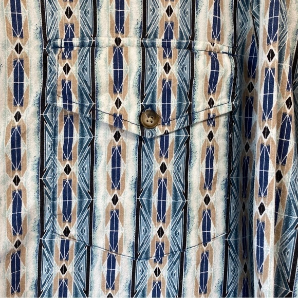 Vtg Western Plains Trading Co Western Cowboy Aztec Long Sleeve Button Shirt Sz L - Picture 4 of 11